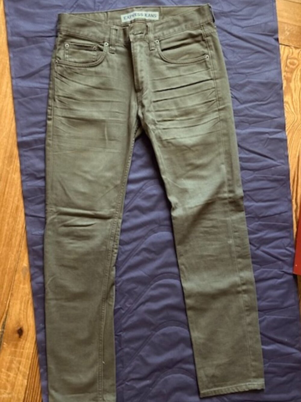Men's Express Jeans Rocco Slim Fit skinny leg, olive color, size 28x30